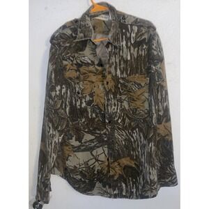 Vintage Gander Mountain Camo Chamois Flannel Hunting Shirt USA Men's‎ Large Tall